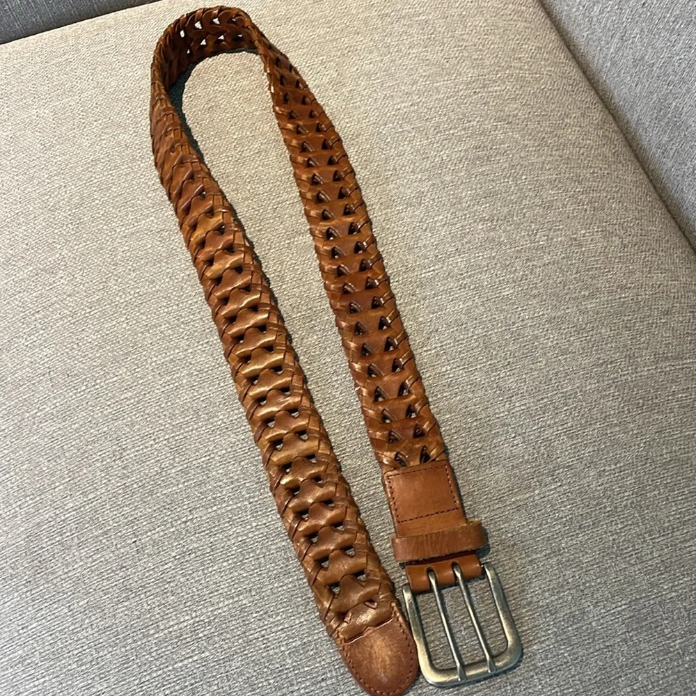 Braided leather belt. One size fits all.
